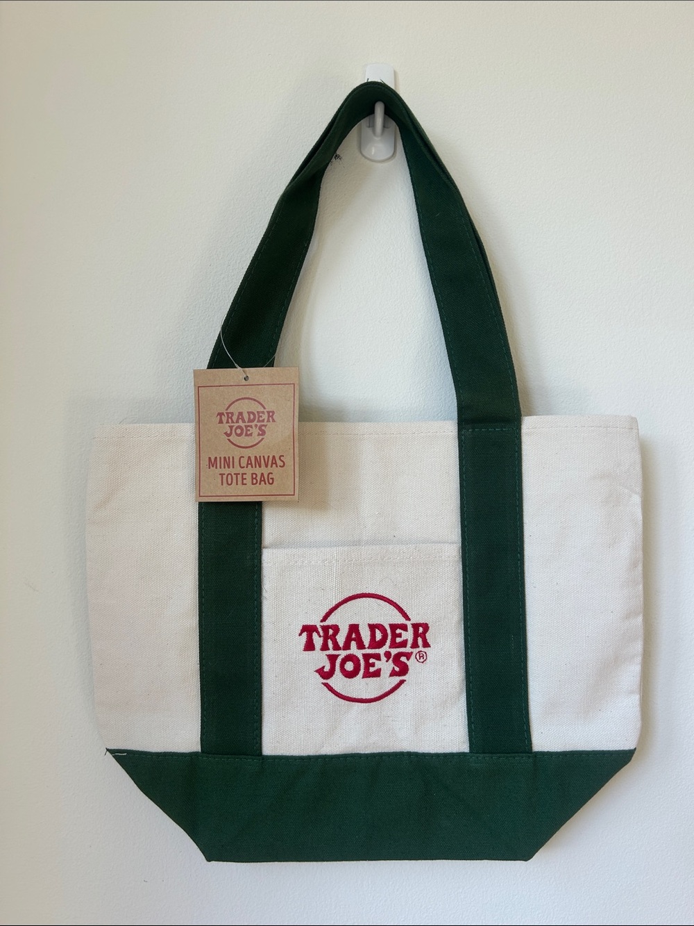 Trader Joe's Natural Canvas Tote with Dark Green Accents